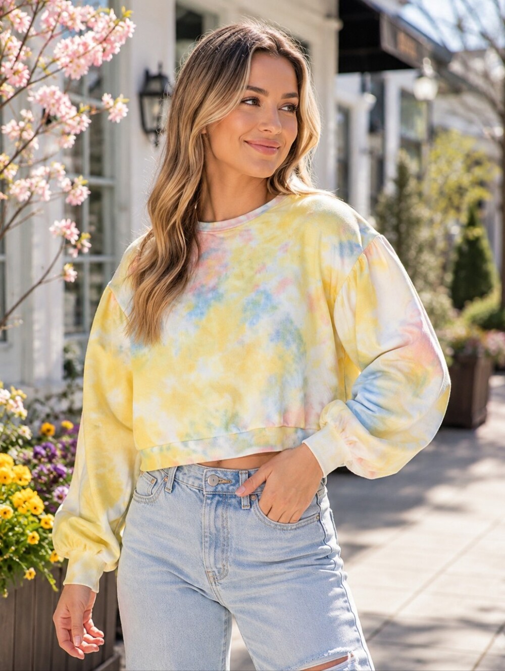 Fate Tie-Dye Puff Sleeve Sweatshirt – Women’s Medium